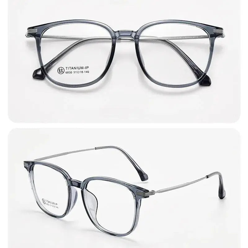 Unisex Square Full Rim Titanium Prescription Glasses 6830 — view 11 | Rx Spectacle