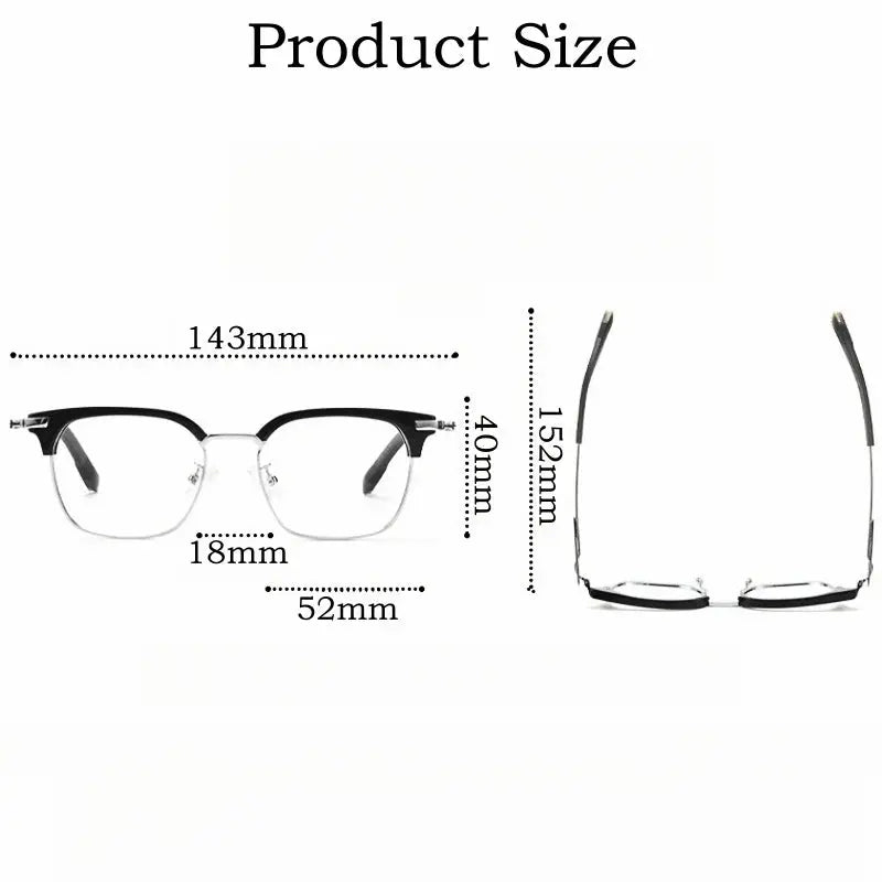 Men's Square Full Rim Titanium Prescription Glasses Y107 — view 5 | Rx Spectacle