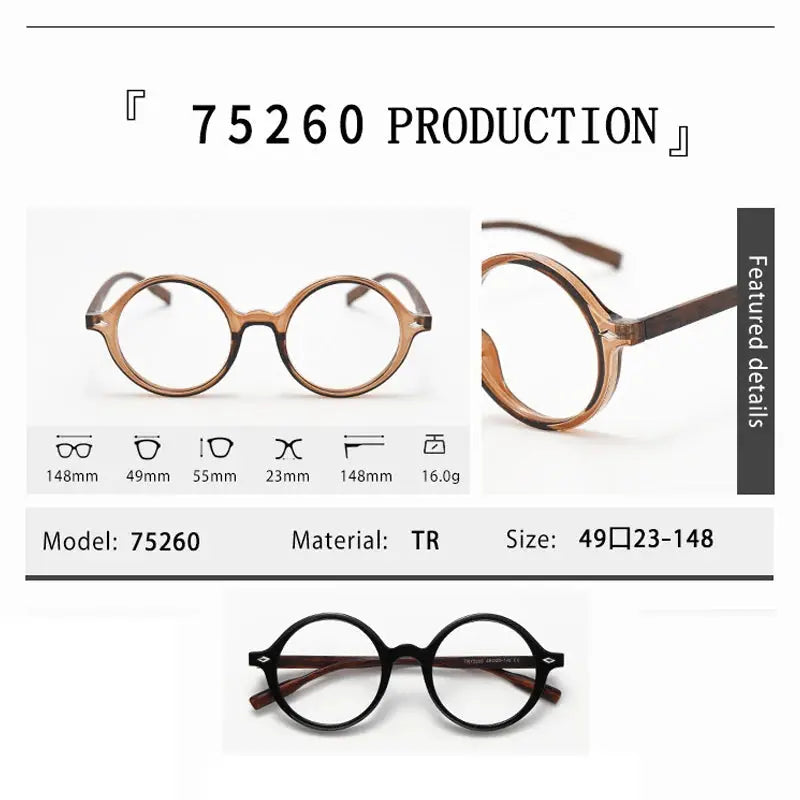 Unisex Round Full Rim TR90 Reading Glasses 75260 — view 2 | Rx Spectacle