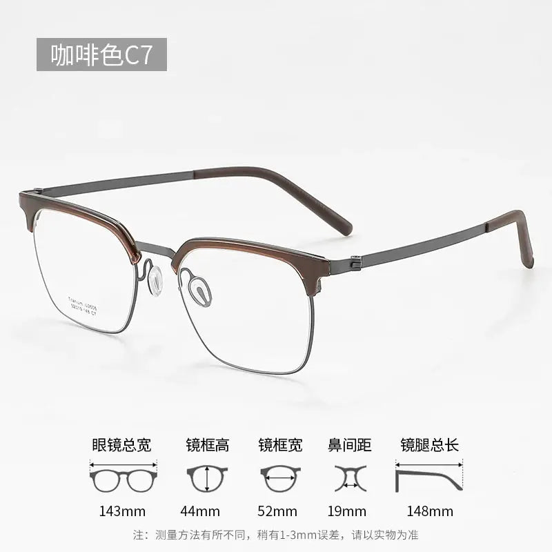 Unisex Browline Full Rim Titanium Prescription Glasses 2606 — view 2 | Rx Spectacle