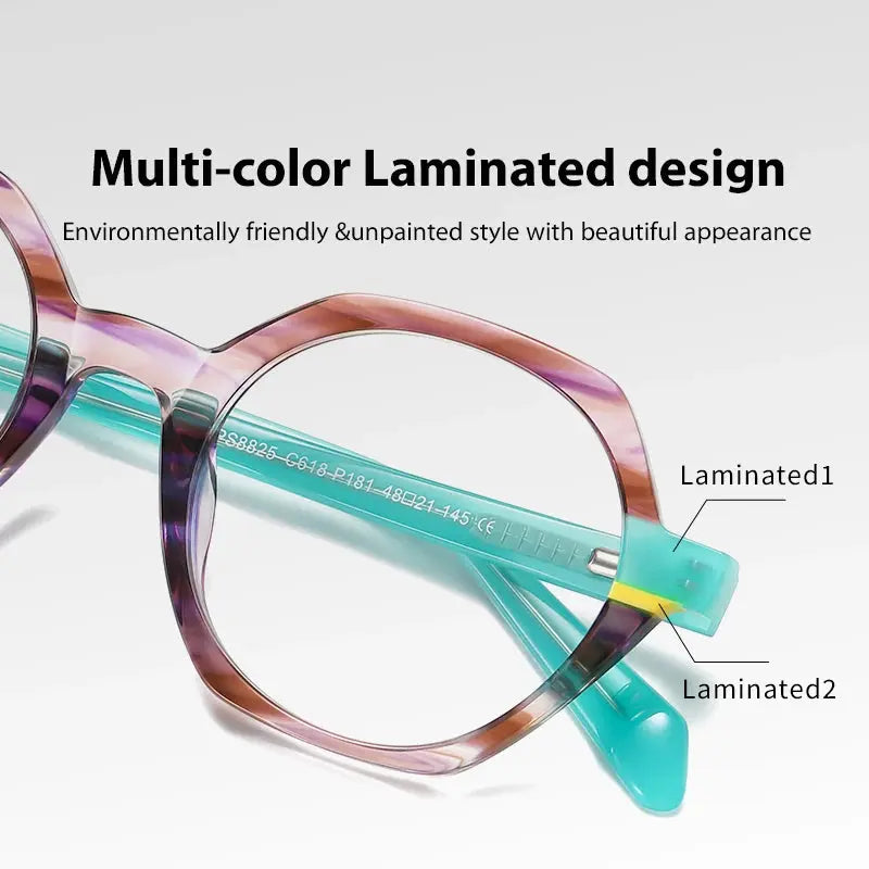 Women's Polygon Full Rim Acetate Prescription Glasses 8825 — view 2 | Rx Spectacle