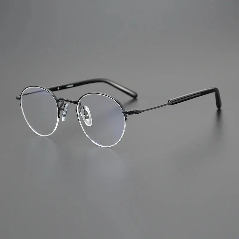 Unisex Oval Semi-Rimless Titanium Prescription Glasses 517110 — view 6 | Rx Spectacle