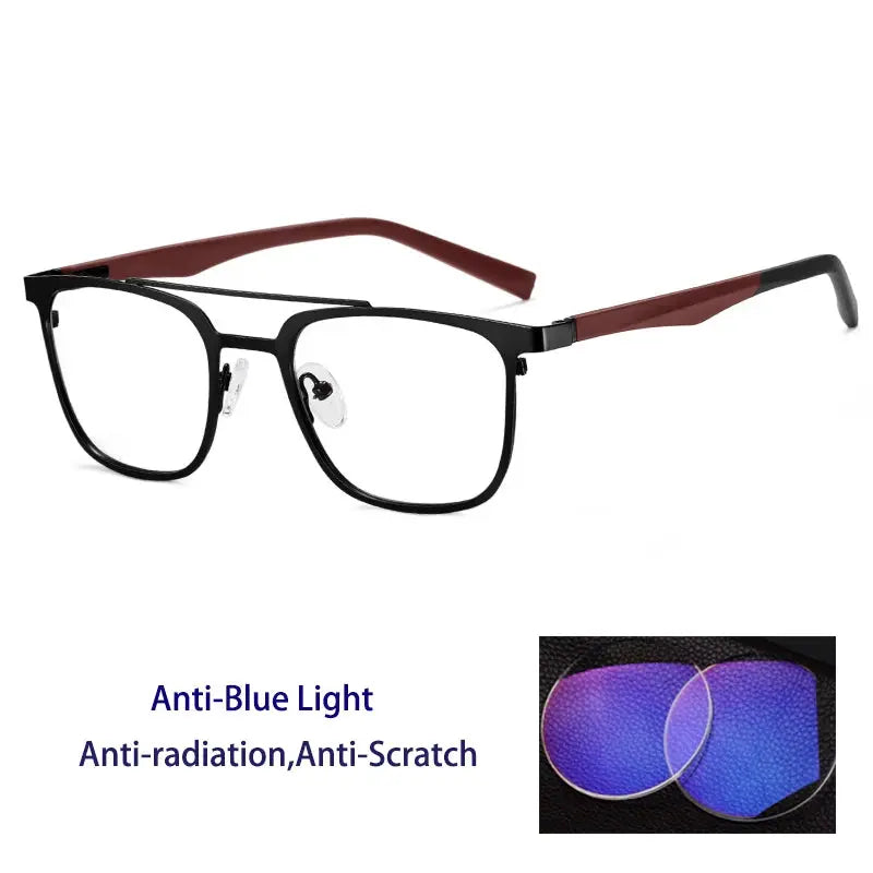 Women's Square Full Rim Alloy Double Bridge Reading Glasses 91362 — view 8 | Rx Spectacle
