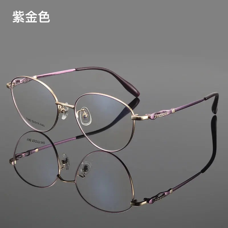 Women's Oval Full Rim Alloy Prescription Glasses 661146 — view 6 | Rx Spectacle