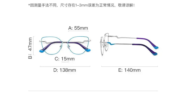 Women's Cat Eye Full Rim Alloy Prescription Glasses 53043 — view 3 | Rx Spectacle