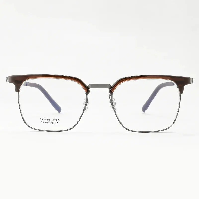 Unisex Browline Full Rim Titanium Prescription Glasses 2606 — view 11 | Rx Spectacle