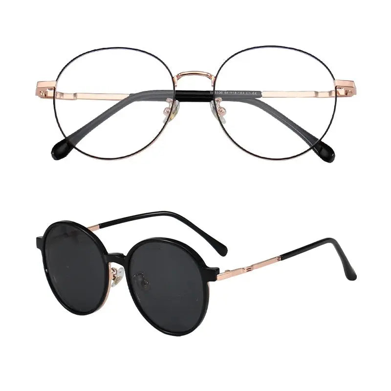 Unisex Round Full Rim Alloy Clip-On Prescription Glasses Y1106 — view 5 | Rx Spectacle