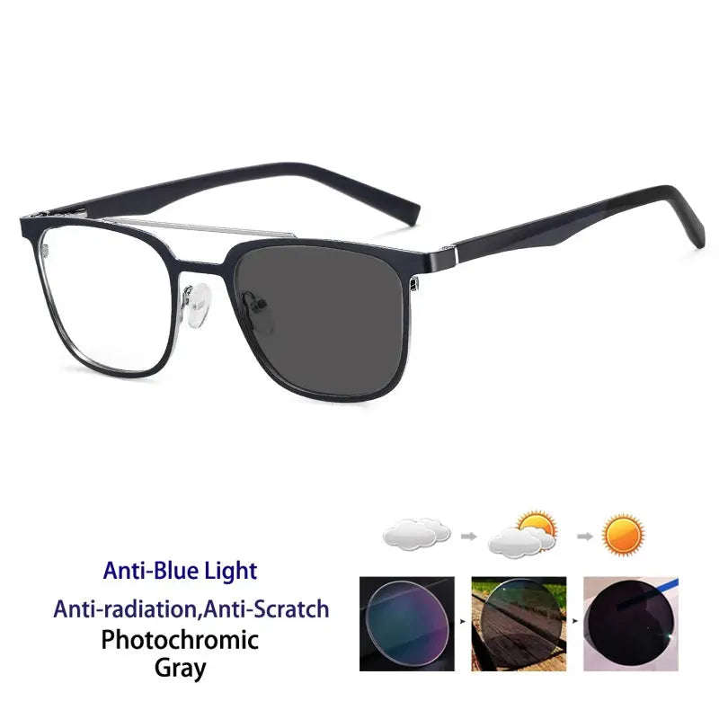 Women's Square Full Rim Alloy Double Bridge Reading Glasses 91362 — view 5 | Rx Spectacle