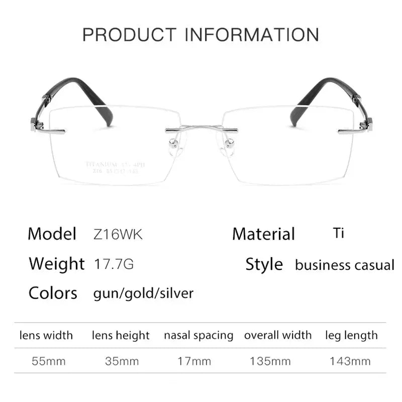 Women's Square Rimless Titanium Prescription Glasses 553517 — view 4 | Rx Spectacle