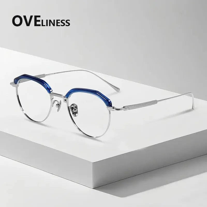 Women's Oval Full Rim Titanium Flat Top Prescription Glasses 739903 — view 3 | Rx Spectacle