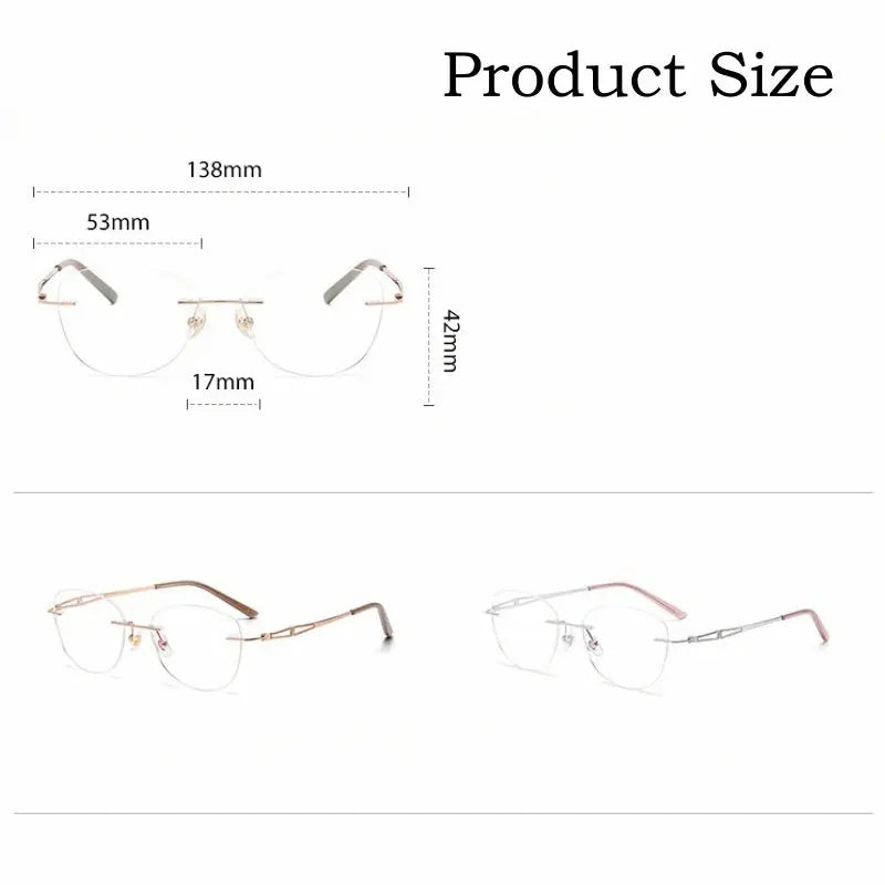 Women's Cat Eye Rimless Titanium Prescription Glasses 6089 — view 2 | Rx Spectacle