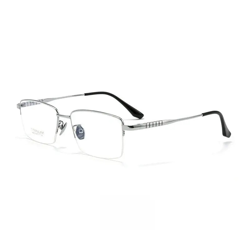 Men's Square Semi-Rimless Titanium Prescription Glasses 80813 — view 5 | Rx Spectacle