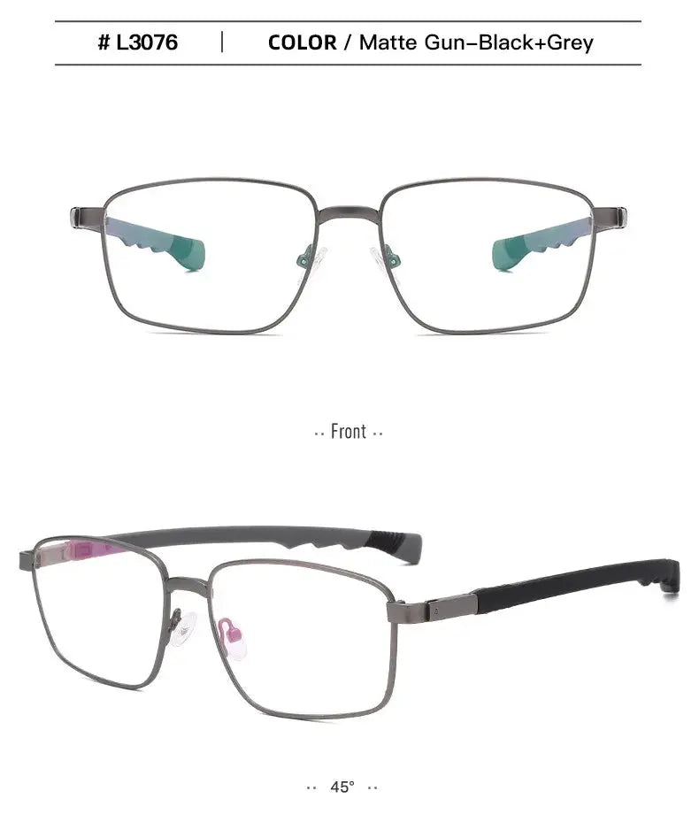 Unisex Square Full Rim Alloy Prescription Glasses 30769 — view 7 | Rx Spectacle