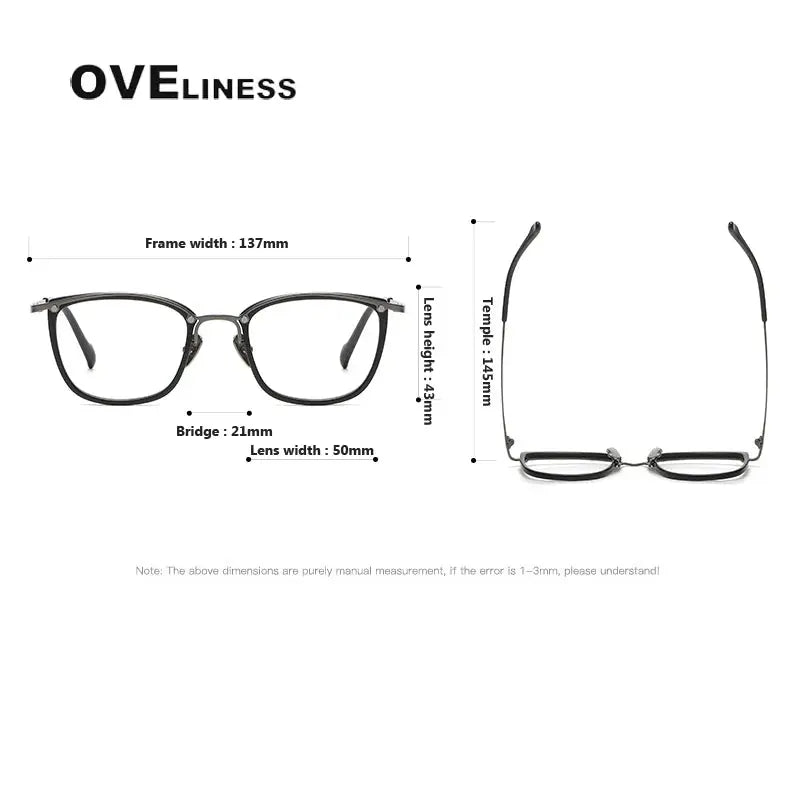 Unisex Square Full Rim Titanium Prescription Glasses Y053 — view 6 | Rx Spectacle