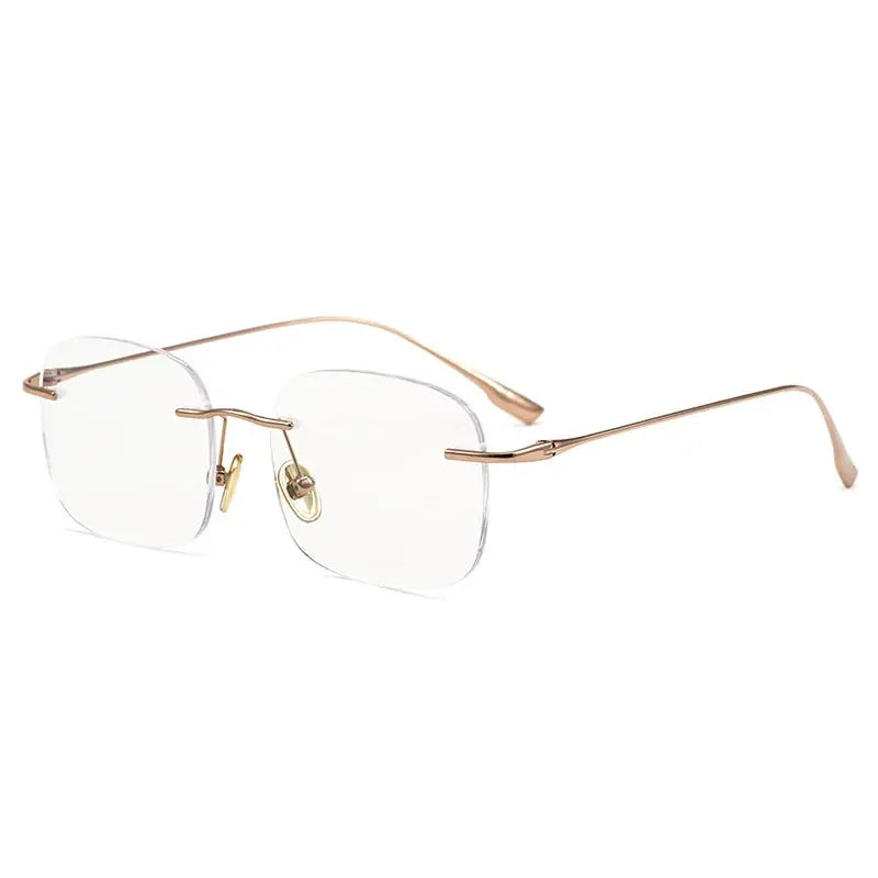 Women's Oval Rimless Titanium Flat Top Prescription Glasses 113636 — view 8 | Rx Spectacle