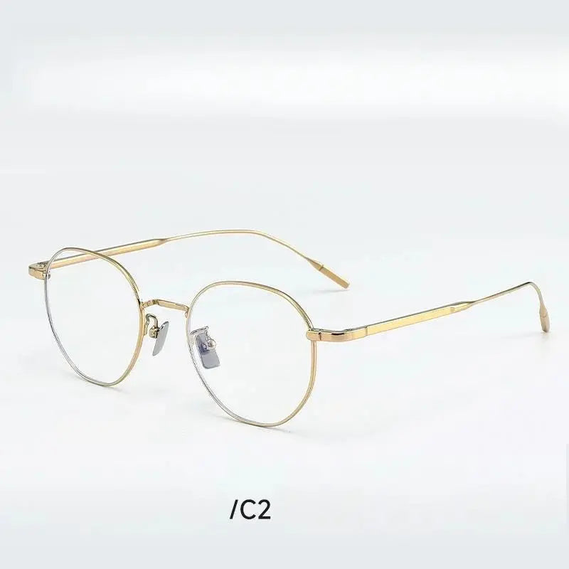 Unisex Oval Full Rim Titanium Flat Top Prescription Glasses 30908 — view 3 | Rx Spectacle