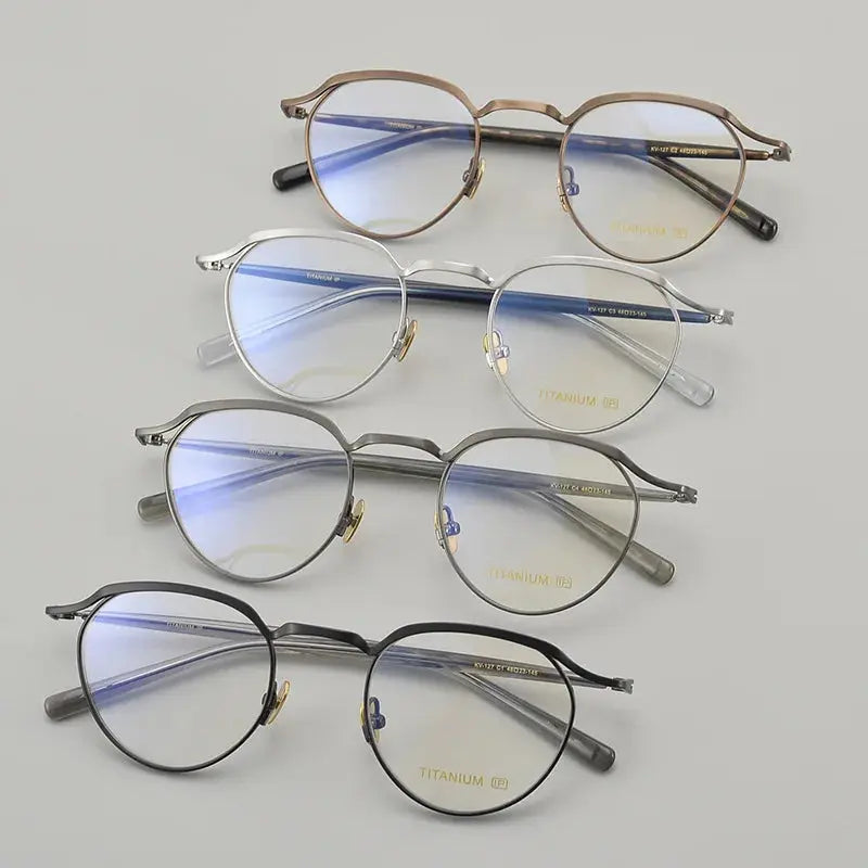 Unisex Round Full Rim Titanium Prescription Glasses Kv127 — view 6 | Rx Spectacle
