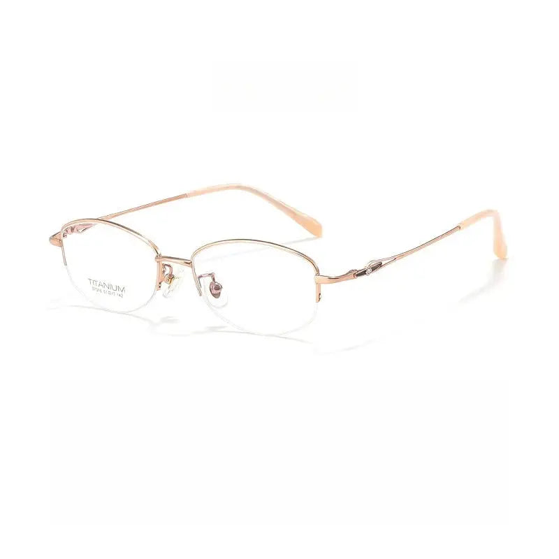 Women's Square Semi-Rimless Titanium Prescription Glasses Y7016 — view 8 | Rx Spectacle