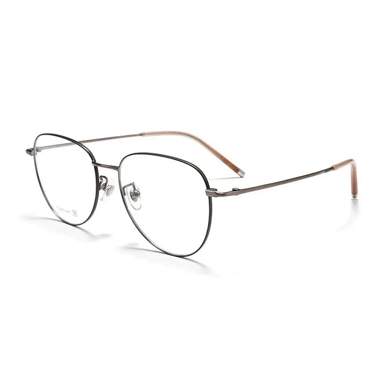 Unisex Oval Full Rim Titanium Flat Top Prescription Glasses 68201 — view 7 | Rx Spectacle