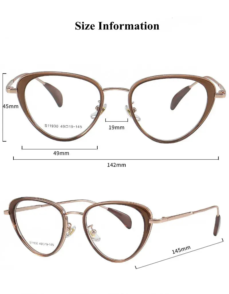 Women's Cat Eye Full Rim Titanium Prescription Glasses 119304 — view 2 | Rx Spectacle
