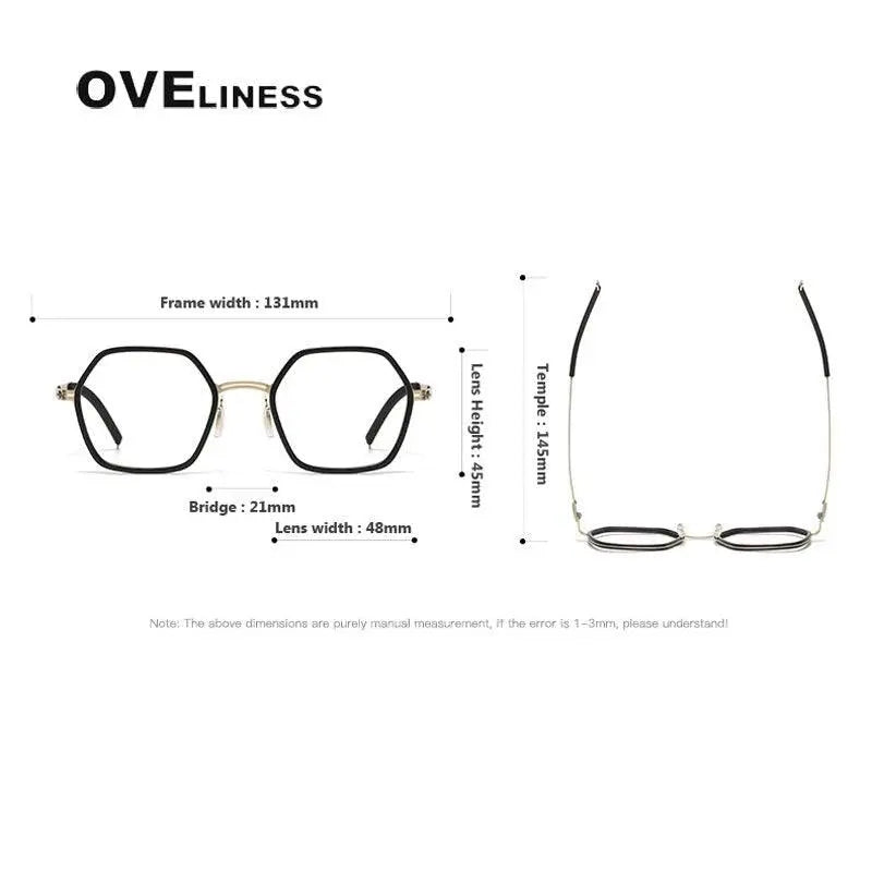 Unisex Polygon Full Rim Titanium Prescription Glasses 8202322 — view 9 | Rx Spectacle