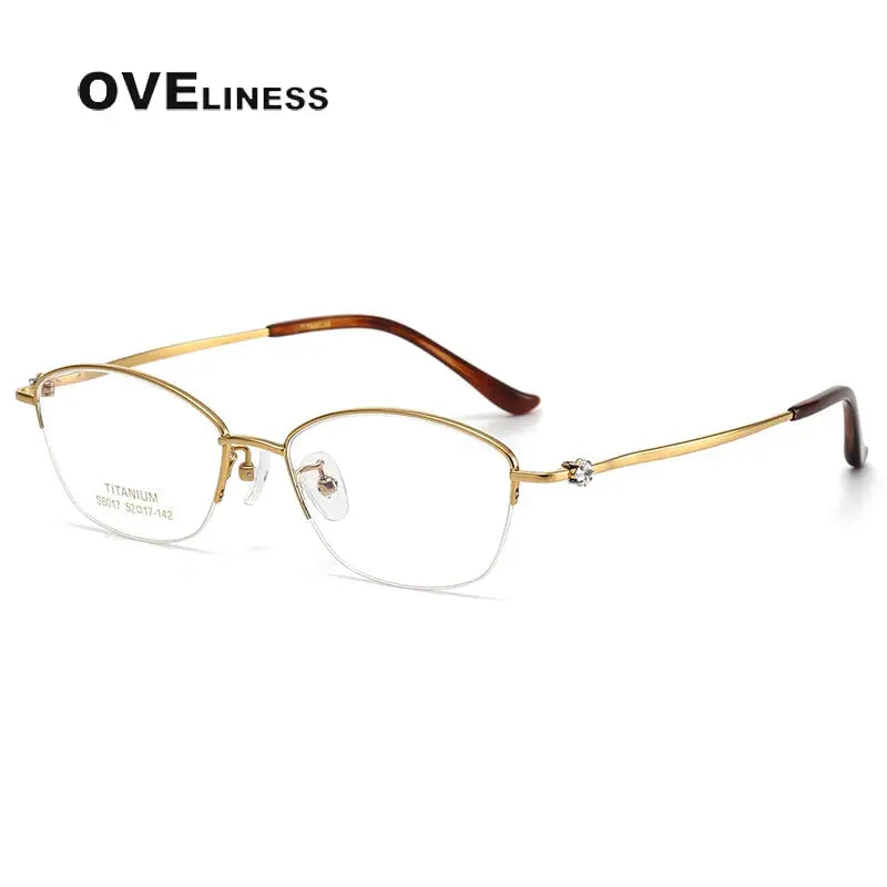 Women's Oval Semi-Rimless Titanium Prescription Glasses 6017 — view 7 | Rx Spectacle