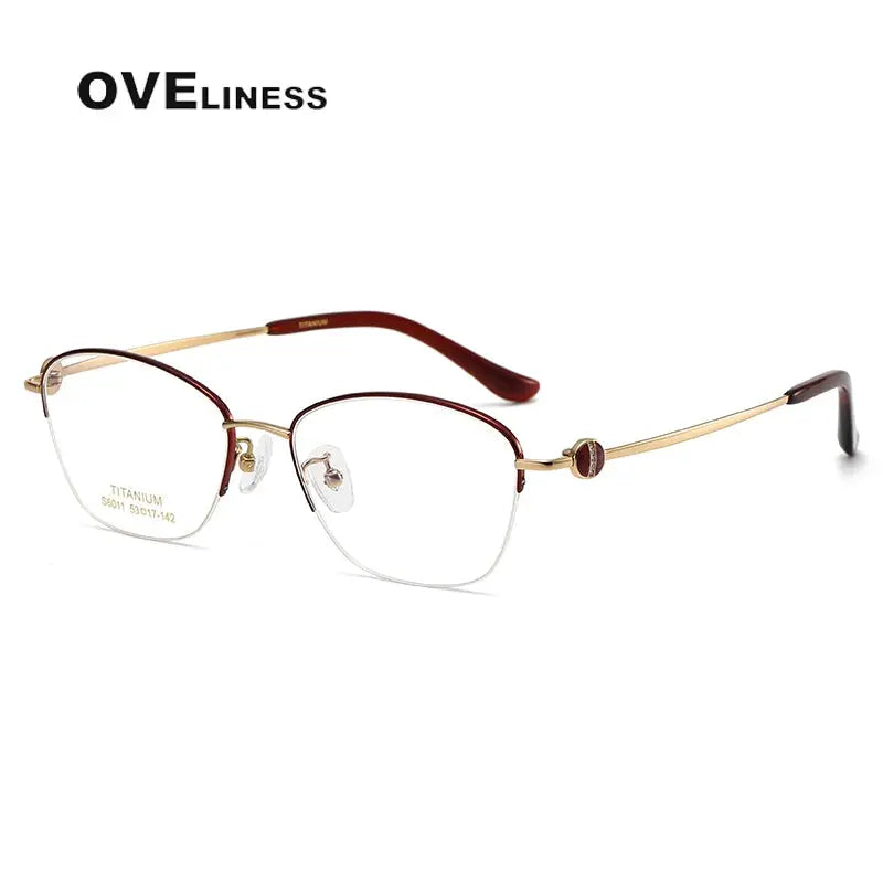 Women's Oval Semi-Rimless Titanium Prescription Glasses 196011 — view 10 | Rx Spectacle