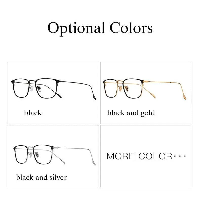 Men's Square Full Rim Titanium Prescription Glasses W8083 — view 9 | Rx Spectacle