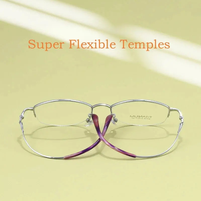 Women's Square Semi-Rimless Titanium Prescription Glasses Y7016 — view 5 | Rx Spectacle