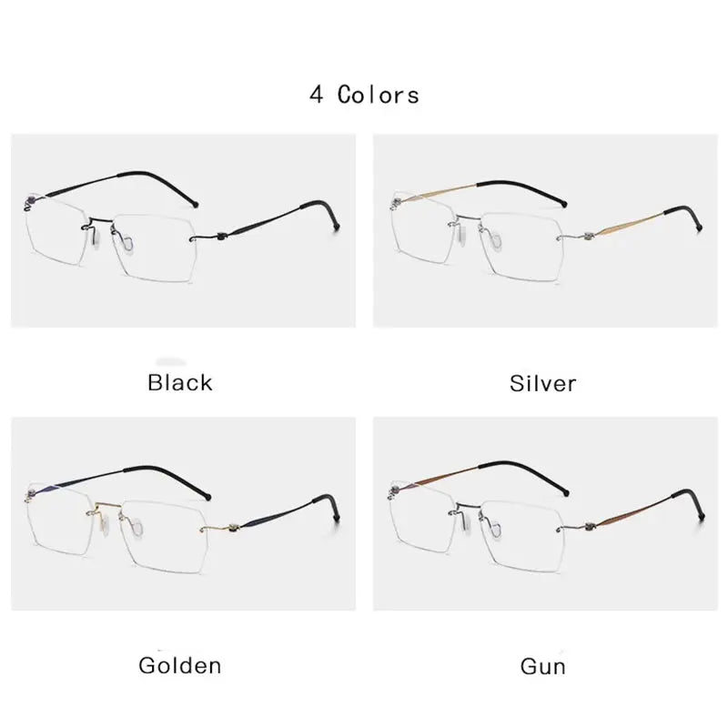 Unisex Square Rimless Titanium Screwless Prescription Glasses 5937 — view 5 | Rx Spectacle
