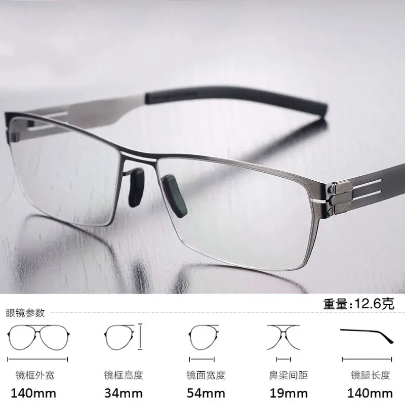 Unisex Square Full Rim Stainless Steel Screwless Prescription Glasses 52709 — view 5 | Rx Spectacle