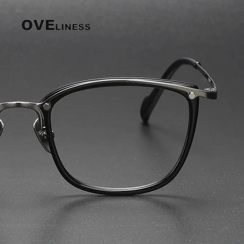 Unisex Square Full Rim Titanium Prescription Glasses Y053 — view 3 | Rx Spectacle