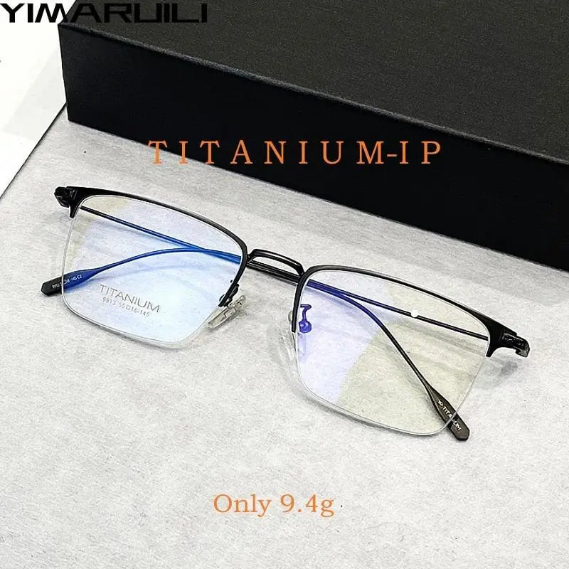 Men's Square Semi-Rimless Titanium Oversized Prescription Glasses 9913sf — view 4 | Rx Spectacle
