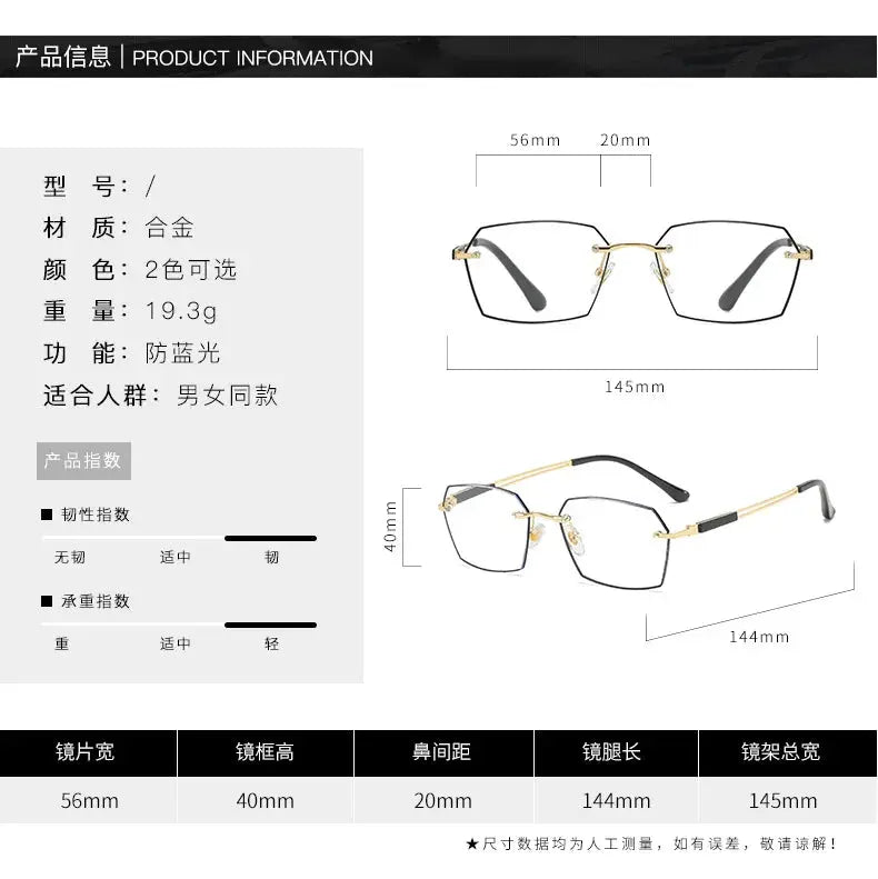 Unisex Polygon Full Rim Alloy Reading Glasses 60091 — view 2 | Rx Spectacle