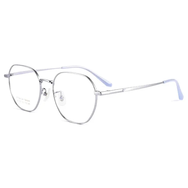Women's Polygon Full Rim Titanium Flat Top Prescription Glasses 75055 — view 5 | Rx Spectacle