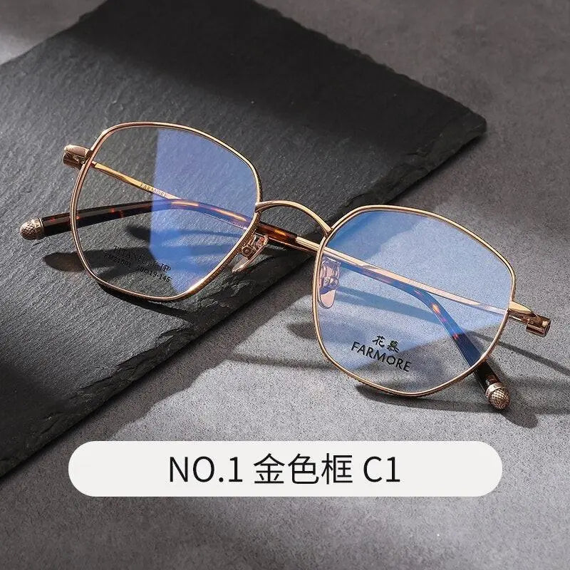 Unisex Polygon Full Rim Titanium Prescription Glasses Fm21001 — view 2 | Rx Spectacle