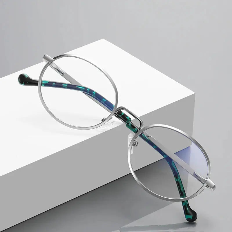 Women's Round Full Rim Alloy Prescription Glasses 3058 — view 20 | Rx Spectacle