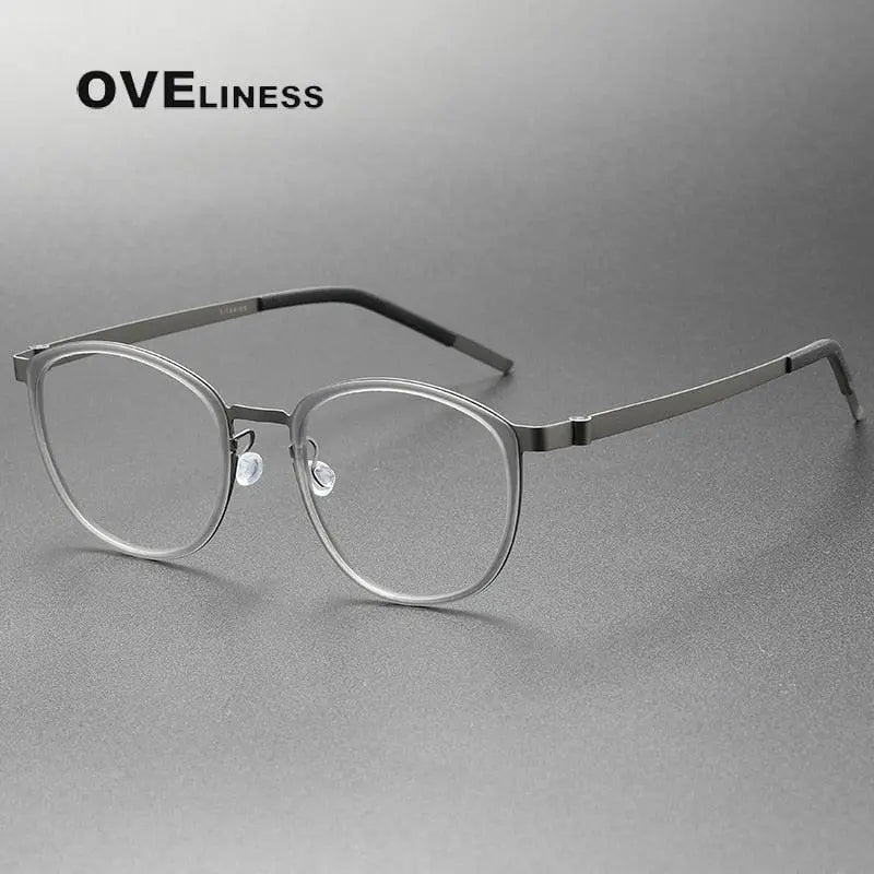 Unisex Round Full Rim Titanium Screwless Prescription Glasses 9737 — view 2 | Rx Spectacle