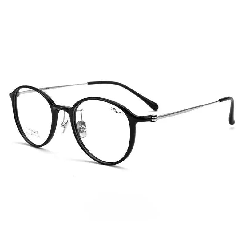 Unisex Round Full Rim Titanium Prescription Glasses L9108y — view 7 | Rx Spectacle