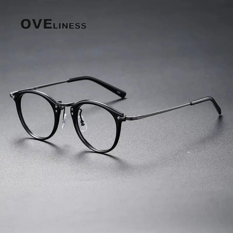Unisex Oval Full Rim Titanium Prescription Glasses 614805 — view 3 | Rx Spectacle