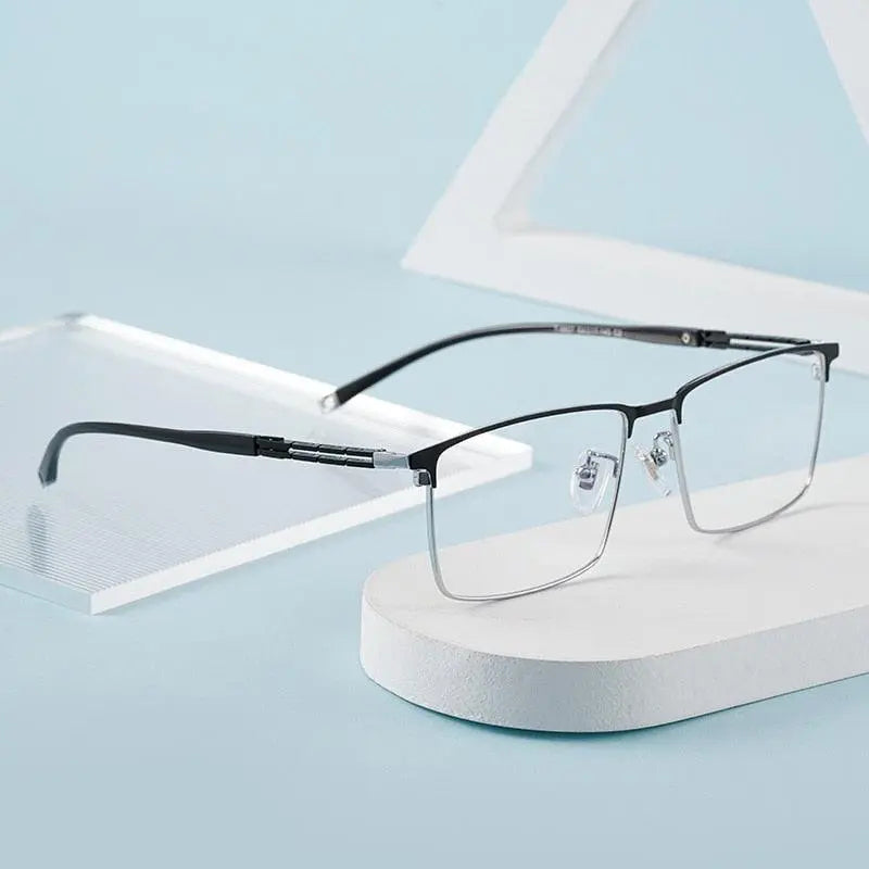 Men's Square Full Rim Titanium Prescription Glasses T8607t — view 1 | Rx Spectacle
