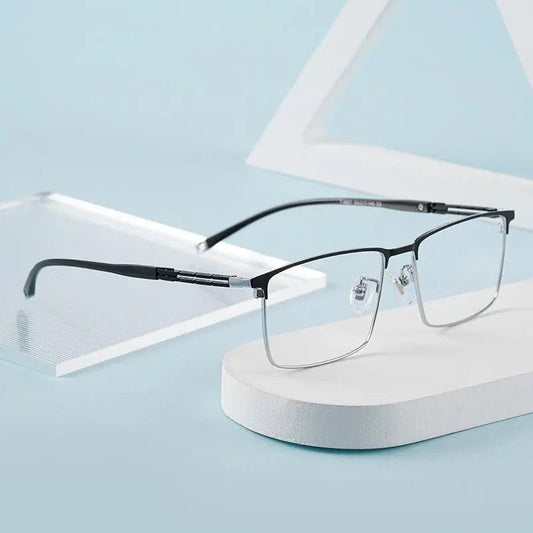 Men's Square Full Rim Titanium Prescription Glasses T8607t — view 1 | Rx Spectacle