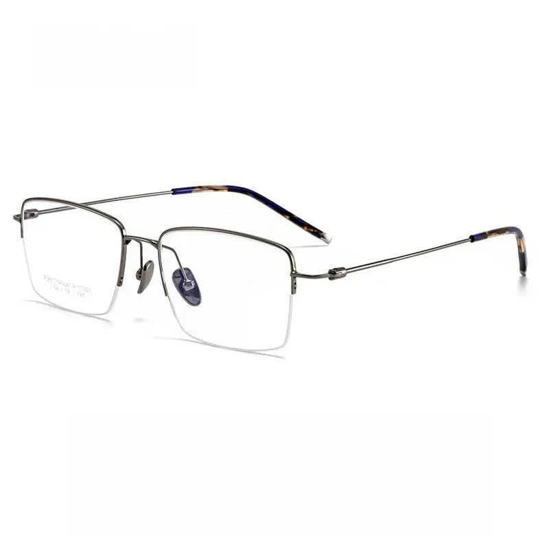 Men's Square Semi-Rimless Titanium Prescription Glasses 81775 — view 5 | Rx Spectacle