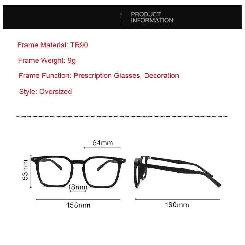 Men's Rectangular Full Rim TR90 Prescription Glasses 999900 — view 2 | Rx Spectacle