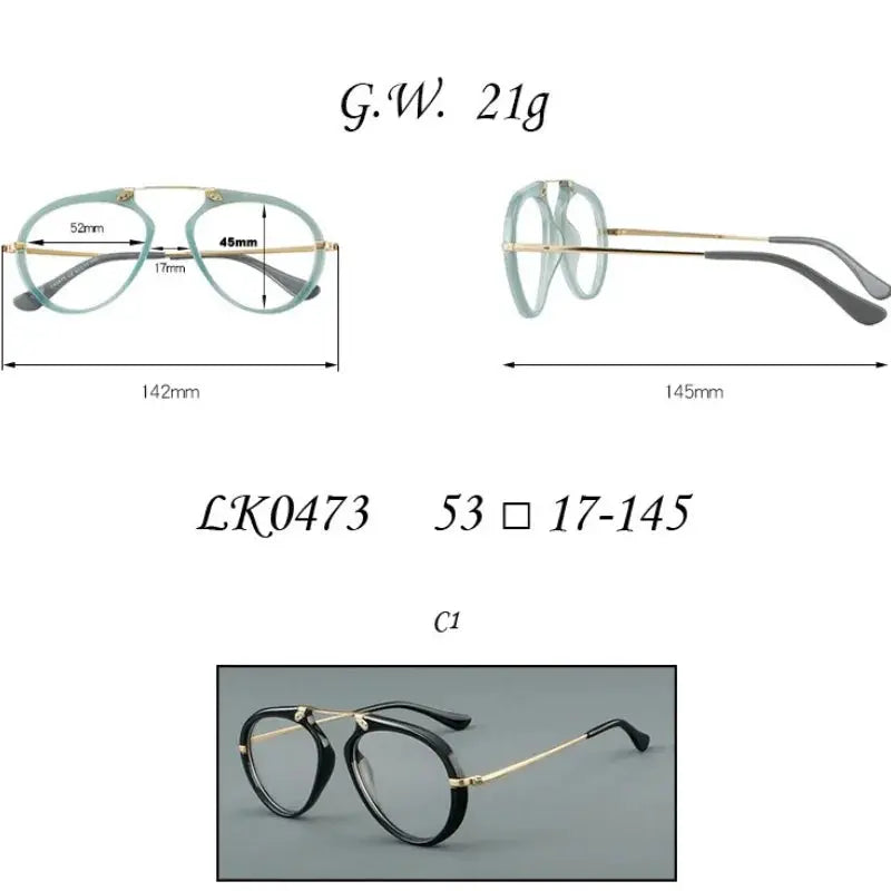 Unisex Oval Full Rim Titanium Prescription Glasses 720473 — view 2 | Rx Spectacle