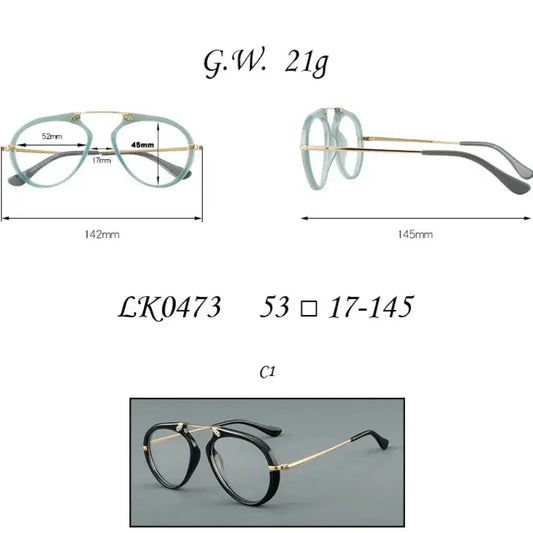 Unisex Oval Full Rim Titanium Prescription Glasses 720473 — view 2 | Rx Spectacle