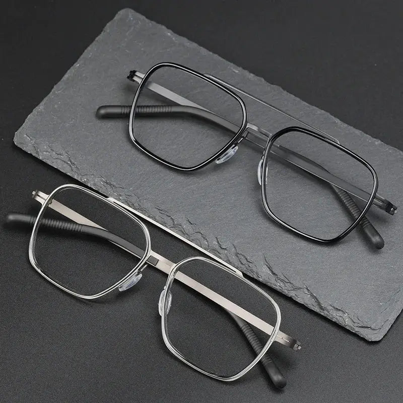 Unisex Square Full Rim Titanium Double Bridge Prescription Glasses 42988 — view 2 | Rx Spectacle