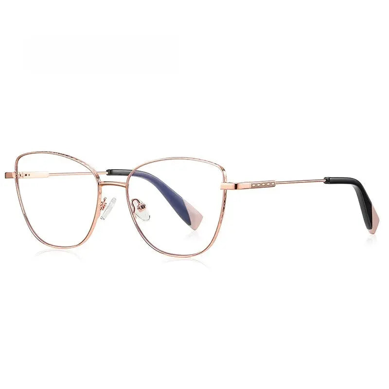 Women's Cat Eye Full Rim Alloy Prescription Glasses Y3032 — view 9 | Rx Spectacle