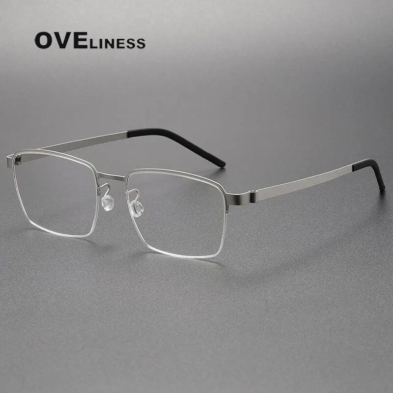 Unisex Square Full Rim Titanium Prescription Glasses 7426 — view 4 | Rx Spectacle
