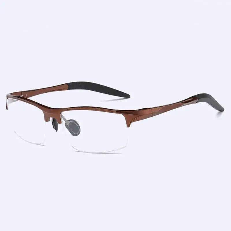 Unisex Rectangular Semi-Rimless Titanium Prescription Glasses 8177 — view 4 | Rx Spectacle